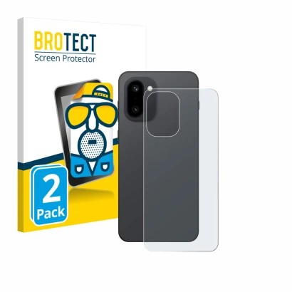 Parte frontal de un envase de producto con el logotipo de la marca BROTECT. Al lado se muestra el dispositivo OnePlus 15R (Tra