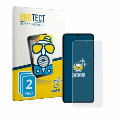 Parte frontal de un envase de producto con el logotipo de la marca BROTECT. Al lado se muestra el dispositivo realme Note 80 c