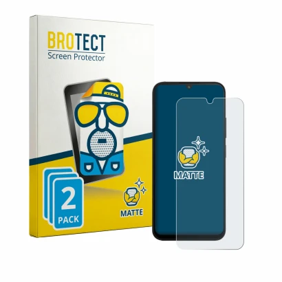 Parte frontal de un envase de producto con el logotipo de la marca BROTECT. Al lado se muestra el dispositivo Xiaomi Poco C81