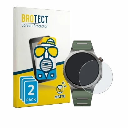 Parte frontal de un envase de producto con el logotipo de la marca BROTECT. Al lado se muestra el dispositivo OnePlus Watch 4