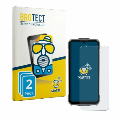 Parte frontal de un envase de producto con el logotipo de la marca BROTECT. Al lado se muestra el dispositivo Doogee Fire 7 Ul