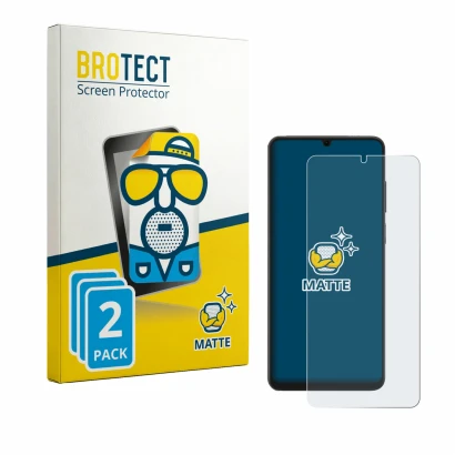 Parte frontal de un envase de producto con el logotipo de la marca BROTECT. Al lado se muestra el dispositivo Honor X6d con su