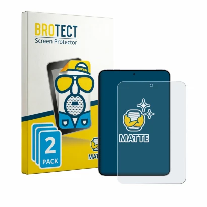 Parte frontal de un envase de producto con el logotipo de la marca BROTECT. Al lado se muestra el dispositivo Oppo Pad Mini co