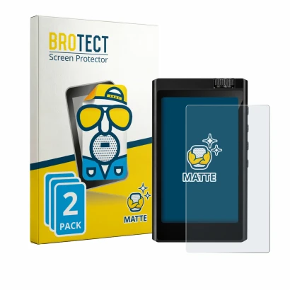 Parte frontal de un envase de producto con el logotipo de la marca BROTECT. Al lado se muestra el dispositivo Surfans F35 con