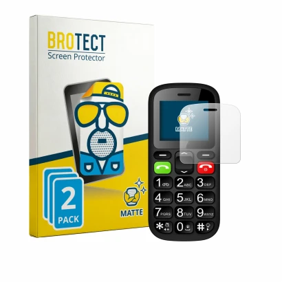 Parte frontal de un envase de producto con el logotipo de la marca BROTECT. Al lado se muestra el dispositivo artfone CS181 co