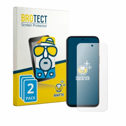 Parte frontal de un envase de producto con el logotipo de la marca BROTECT. Al lado se muestra el dispositivo Honor X6e con su