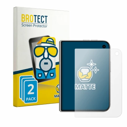 Parte frontal de un envase de producto con el logotipo de la marca BROTECT. Al lado se muestra el dispositivo Apple iPhone Duo