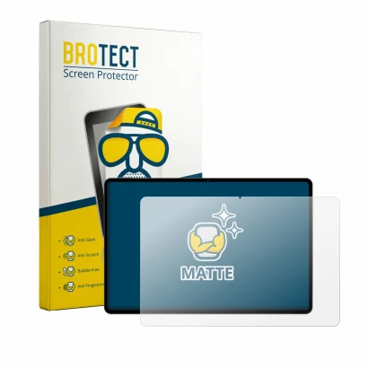 Parte frontal de un envase de producto con el logotipo de la marca BROTECT. Al lado se muestra el dispositivo Teclast T70 Pro