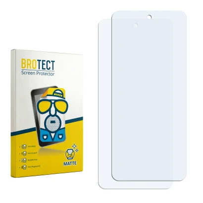 Parte frontal de un envase de producto con el logotipo de la marca BROTECT. Al lado está el protector de pantalla correspondie