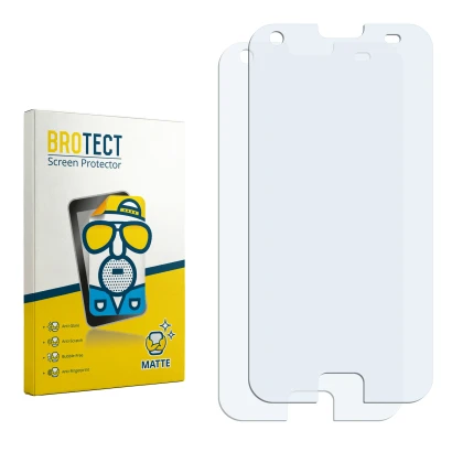 Parte frontal de un envase de producto con el logotipo de la marca BROTECT. Al lado está el protector de pantalla correspondie