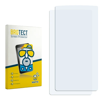 Parte frontal de un envase de producto con el logotipo de la marca BROTECT. Al lado está el protector de pantalla correspondie