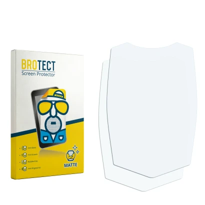 Parte frontal de un envase de producto con el logotipo de la marca BROTECT. Al lado está el protector de pantalla correspondie