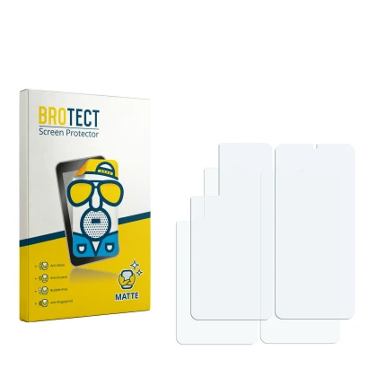 Parte frontal de un envase de producto con el logotipo de la marca BROTECT. Al lado está el protector de pantalla correspondie