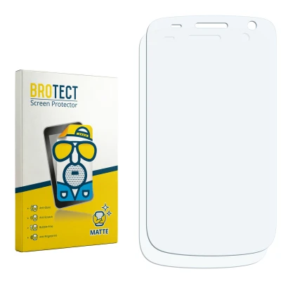 Parte frontal de un envase de producto con el logotipo de la marca BROTECT. Al lado está el protector de pantalla correspondie