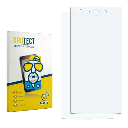 Parte frontal de un envase de producto con el logotipo de la marca BROTECT. Al lado está el protector de pantalla correspondie