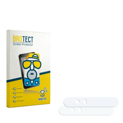 Parte frontal de un envase de producto con el logotipo de la marca BROTECT. Al lado está el protector de pantalla correspondie