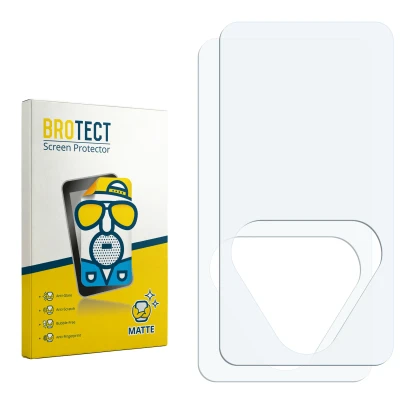Parte frontal de un envase de producto con el logotipo de la marca BROTECT. Al lado está el protector de pantalla correspondie