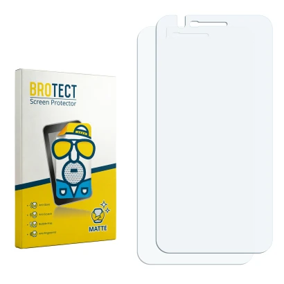 Parte frontal de un envase de producto con el logotipo de la marca BROTECT. Al lado está el protector de pantalla correspondie