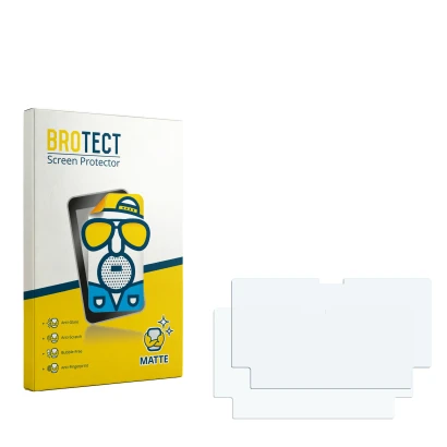 Parte frontal de un envase de producto con el logotipo de la marca BROTECT. Al lado está el protector de pantalla correspondie