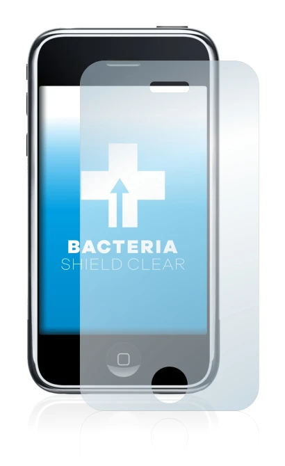 Imagen del dispositivo Apple iPhone 3G con una amplia variedad de protectores de pantalla.