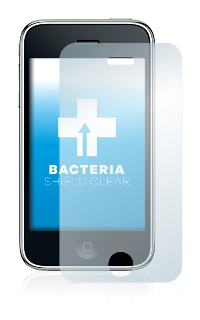 Imagen del dispositivo Apple iPhone 3GS con una amplia variedad de protectores de pantalla.