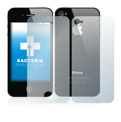 Imagen del dispositivo Apple iPhone 4S (Frontal+Trasero) con una amplia variedad de protectores de pantalla.