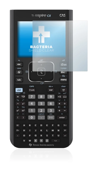 Imagen del dispositivo Texas Instruments Nspire CX CAS con una amplia variedad de protectores de pantalla.