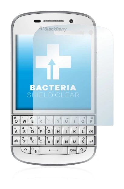 Imagen del dispositivo BlackBerry Q10 con una amplia variedad de protectores de pantalla.