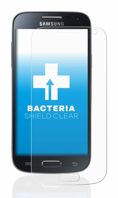 Imagen del dispositivo Samsung Galaxy S4 Mini con una amplia variedad de protectores de pantalla.