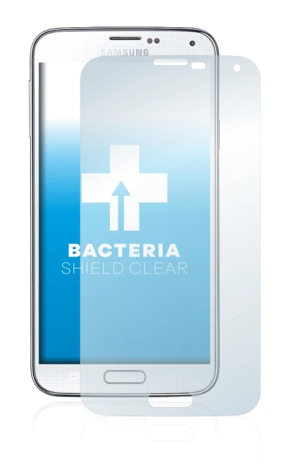 Imagen del dispositivo Samsung Galaxy S5 con una amplia variedad de protectores de pantalla.