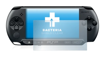 Imagen del dispositivo Sony PSP 2000 con una amplia variedad de protectores de pantalla.