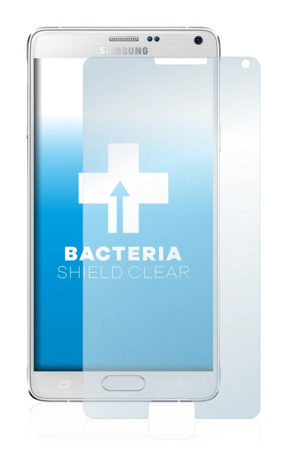 Imagen del dispositivo Samsung Galaxy Note 4 con una amplia variedad de protectores de pantalla.