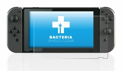 Imagen del dispositivo Nintendo Switch con una amplia variedad de protectores de pantalla.