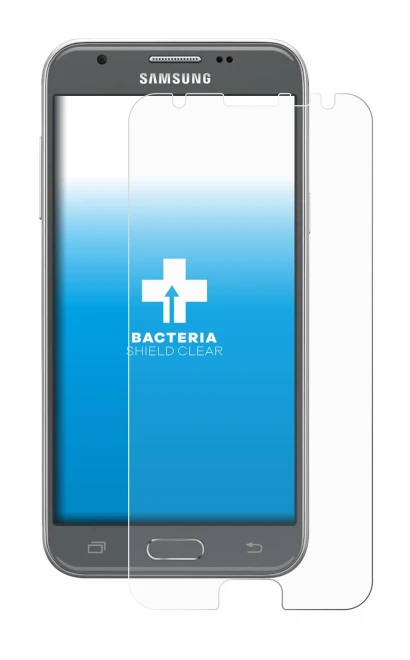 Imagen del dispositivo Samsung Galaxy J3 2017 con una amplia variedad de protectores de pantalla.