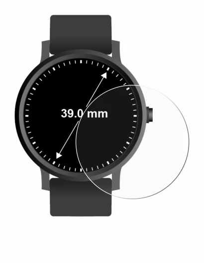 Imagen del dispositivo Circular Displays (ø: 39 mm) con una amplia variedad de protectores de pantalla.