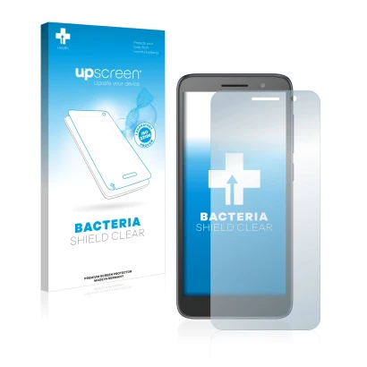 Parte frontal de un envase de producto con el logotipo de la marca upscreen. Al lado se muestra el dispositivo Orange Rise 54