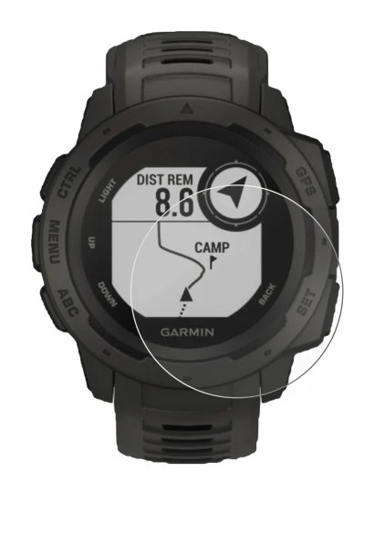 Imagen del dispositivo Garmin Instinct Tactical Edition con una amplia variedad de protectores de pantalla.