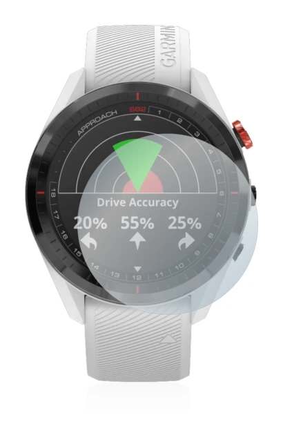 Imagen del dispositivo Garmin Approach S62 con una amplia variedad de protectores de pantalla.