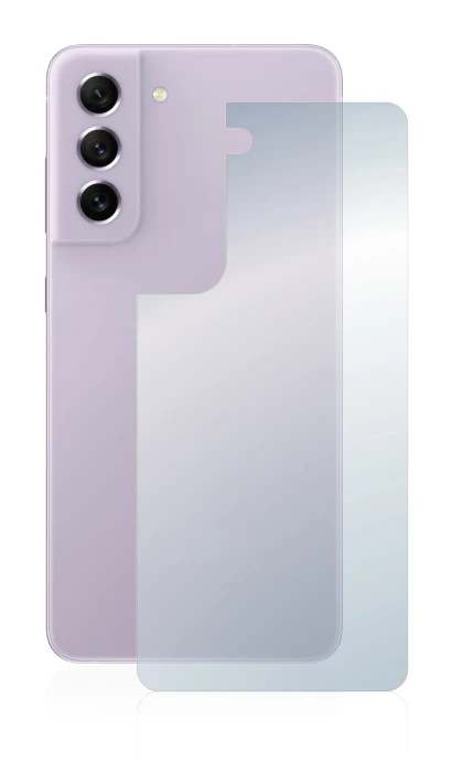 Imagen del dispositivo Samsung Galaxy S21 FE 5G (Trasero) con una amplia variedad de protectores de pantalla.