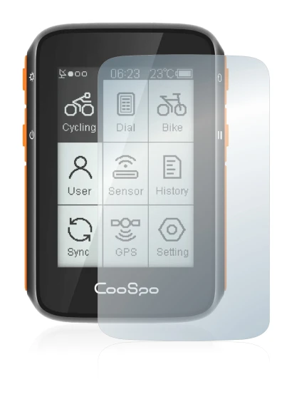 Imagen del dispositivo CooSpo BC200 con una amplia variedad de protectores de pantalla.