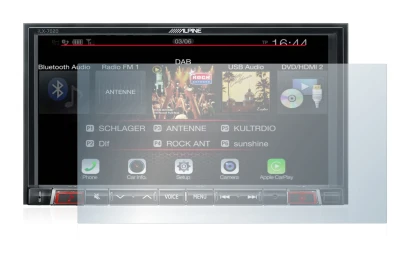 Imagen del dispositivo Alpine iLX-702D con una amplia variedad de protectores de pantalla.
