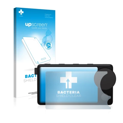Parte frontal de un envase de producto con el logotipo de la marca upscreen. Al lado se muestra el dispositivo Spotify Car Thi