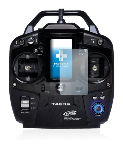 Imagen del dispositivo Futaba T4GRS con una amplia variedad de protectores de pantalla.