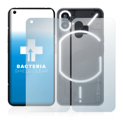 Imagen del dispositivo Nothing Phone (1) (Frontal+Trasero) con una amplia variedad de protectores de pantalla.