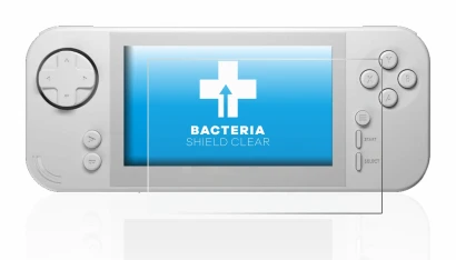 Imagen del dispositivo Evercade EXP con una amplia variedad de protectores de pantalla.