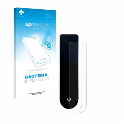 Parte frontal de un envase de producto con el logotipo de la marca upscreen. Al lado se muestra el dispositivo Xiaomi Mi 3 E-S