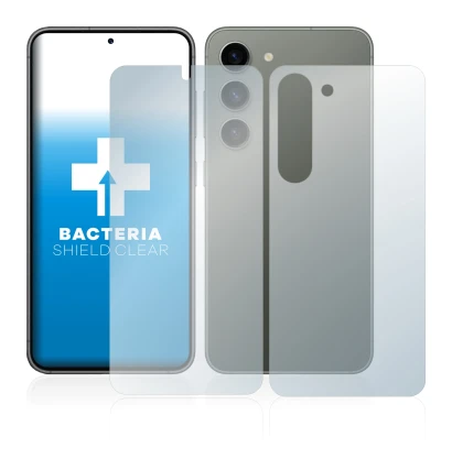 Imagen del dispositivo Samsung Galaxy S23 (Frontal+Trasero) con una amplia variedad de protectores de pantalla.