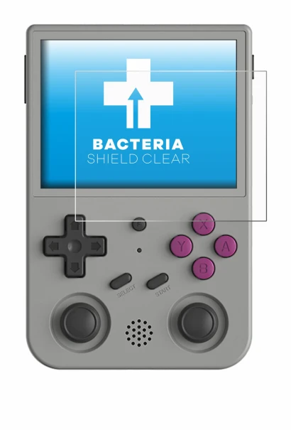 Imagen del dispositivo Anbernic RG353V con una amplia variedad de protectores de pantalla.