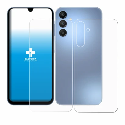 Imagen del dispositivo Samsung Galaxy A15 (Frontal+Trasero) con una amplia variedad de protectores de pantalla.