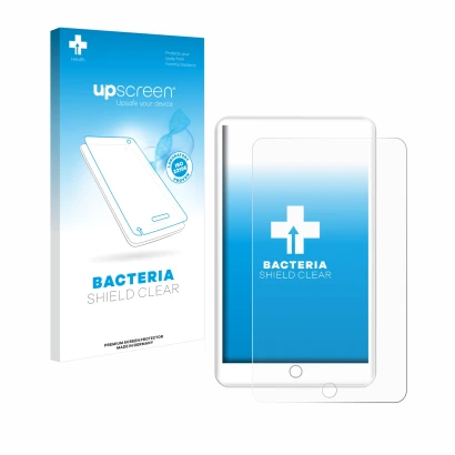 Parte frontal de un envase de producto con el logotipo de la marca upscreen. Al lado se muestra el dispositivo Mechen H1 con s